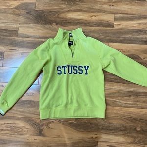 Stussy Neon Green Mock Neck Quartzer Zip